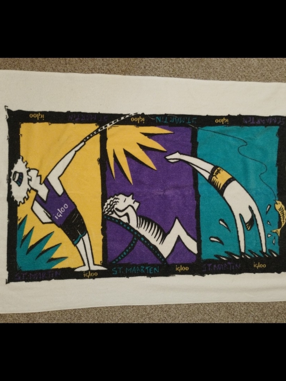 Igloo Tropical Panel Beach Towel - Yellow, Purple, Teal, Black, White